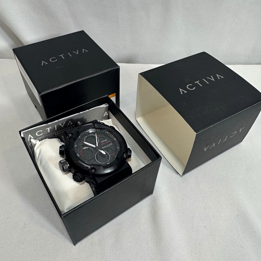 ACTIVA Dual Time Analog/Digital Quartz Chronograph Alarm Day/Date 30m Box